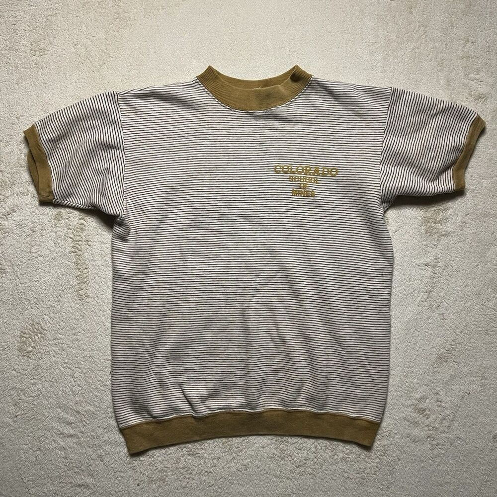 60s 70s Artex Striped Colorado School of Mines Tee Size M USA Vintage Ringer